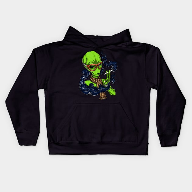 Hipster Alien Kids Hoodie by underheaven